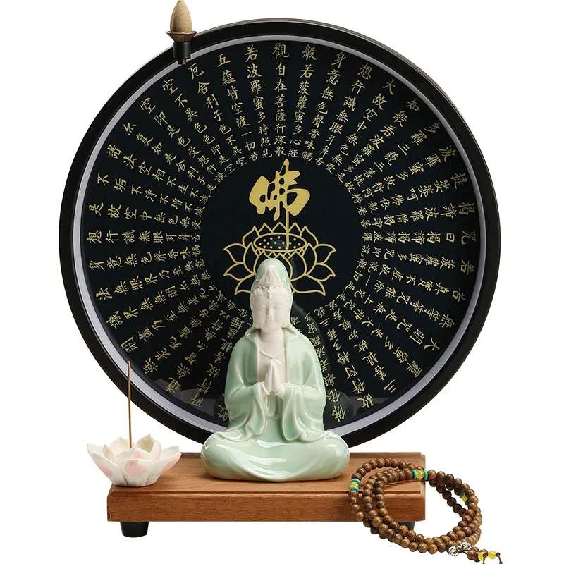 Chinese Guanyin Bodhisattva for Living Room, Buddha Statue, Worshiping Background Light, Zen Decoration