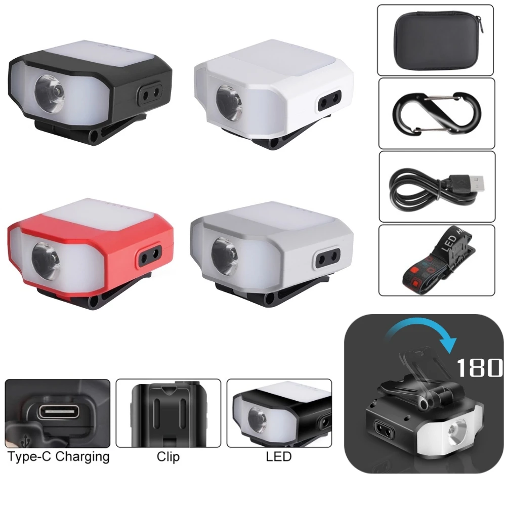 

Headlight Lamp Gesture Sensor 400LM COB LED Cap Light 6 Modes Headlight Lamp Type-C Charging Camping 1500MAH for Outdoor Fishing