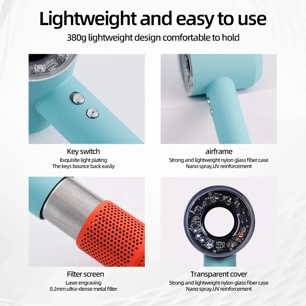 Negative Ionic Leafless Electric Hair Dryer High-Speed Low Noise Constant Temperature Quick Drying Intelligent Temperature 6