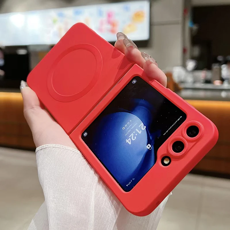 Luxury Solid Color Silicone Magnetic Folding Phone Case with MagSafe
