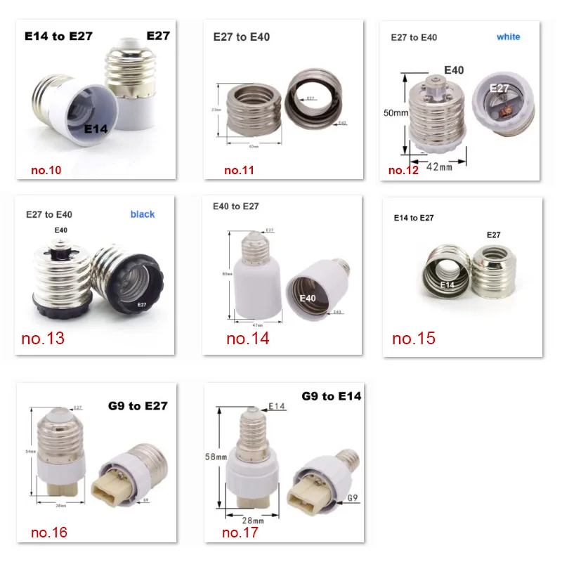 Lamp Base LED light Bulb Holder Converter AC Socket Adapter E27 GU10 G9 E12 B22 MR16 to E27 E40 E14