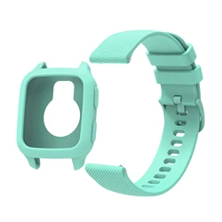 Silicone 20mm Smartwatch Wristband with Protective Case - Strap with case (Teal green)