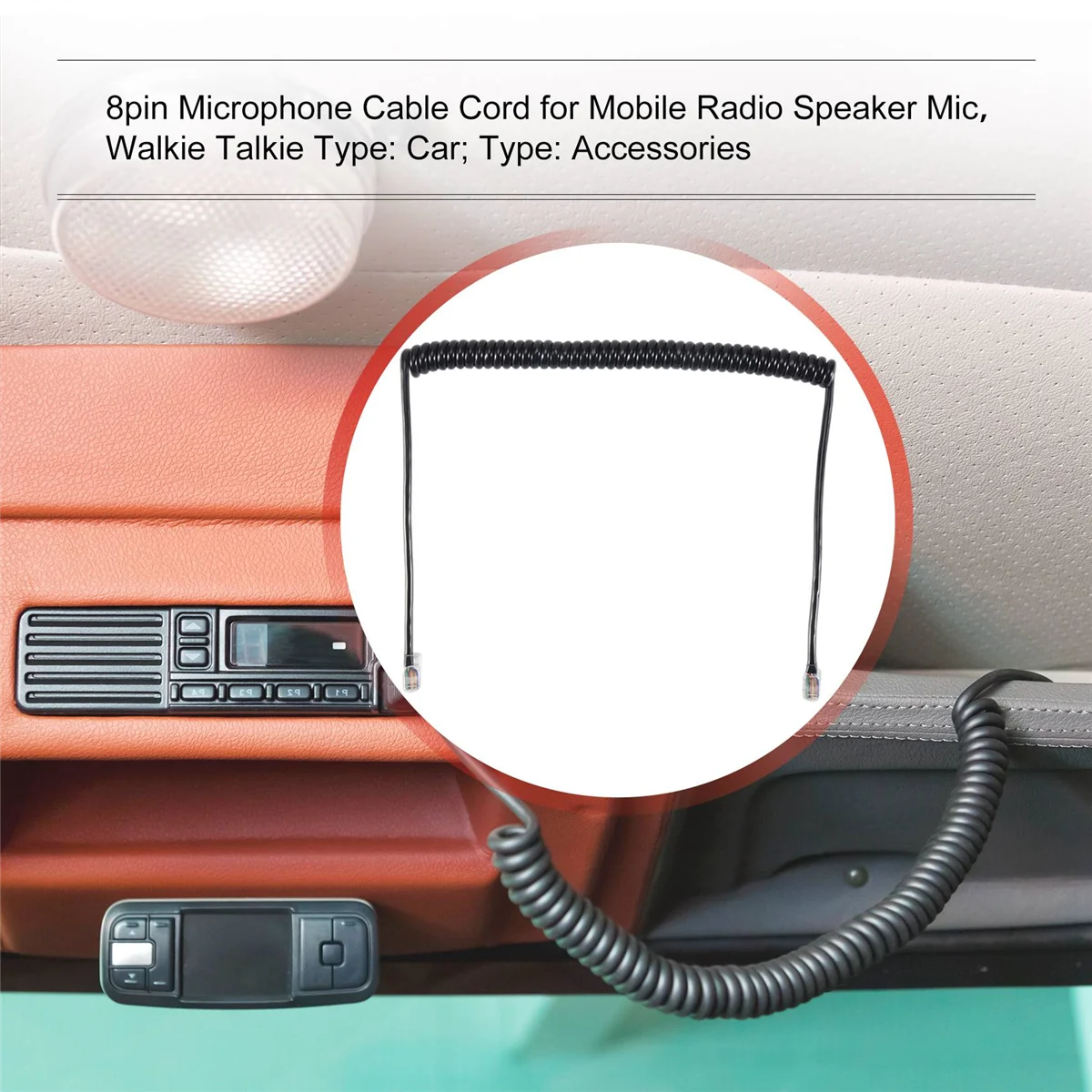 8pin Microphone Cable Cord for Icom Mobile Radio Speaker Mic HM-98 HM-133 HM-133v HM-133s DTMF for IC-2200H IC-2800H/V8000 XQF