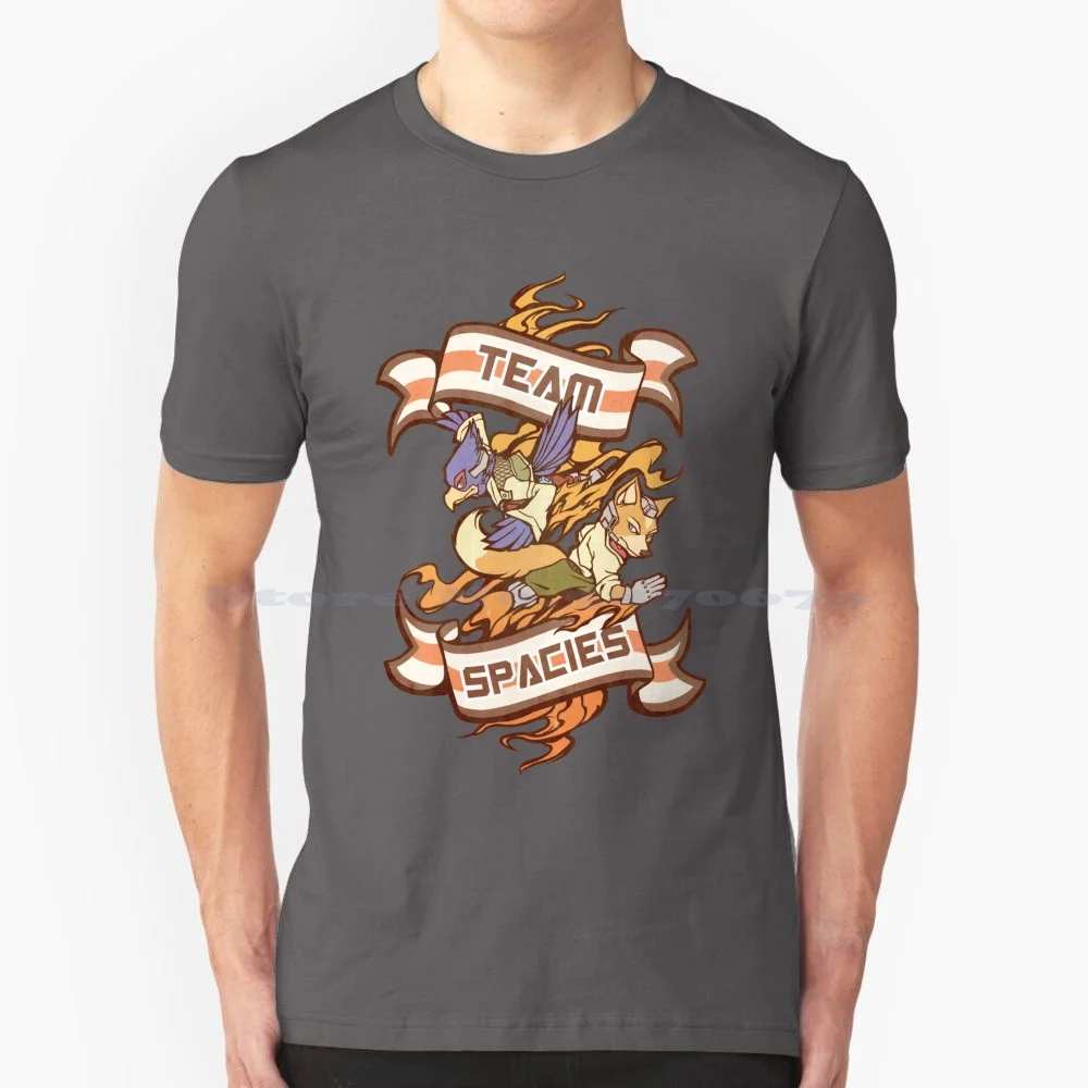 Team Spacies T Shirt 100% Cotone Tee Team Spacies Space Animals Falco Smash Bros Melee Starfox