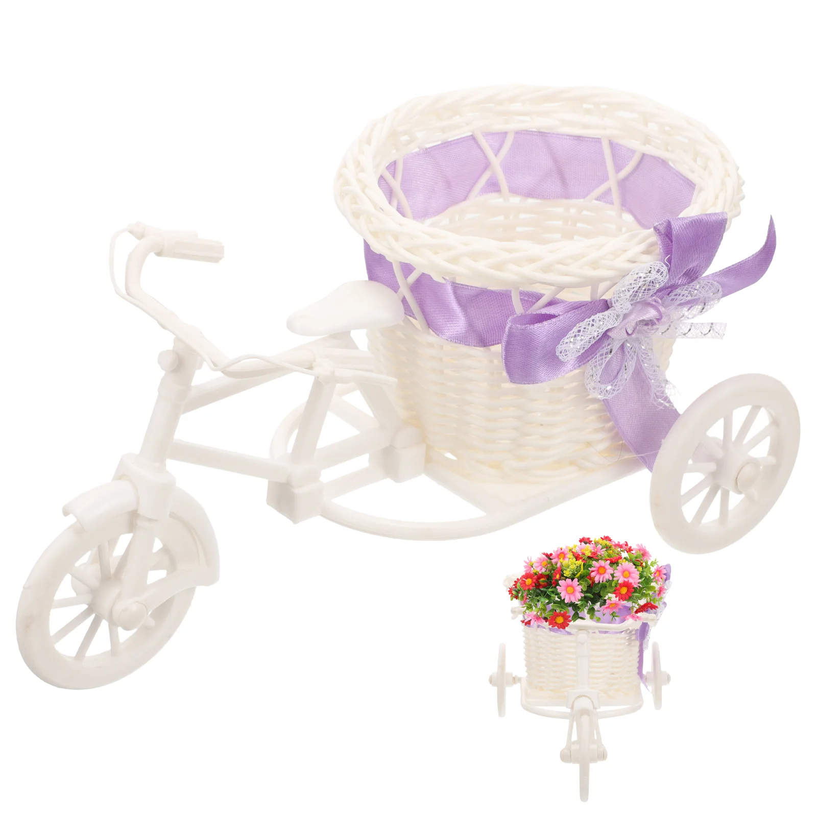 

Crafts Tricycle Flower Basket Party Favors Shape Decorations Food Container Small Baskets for White Woven Baby Shower Candy
