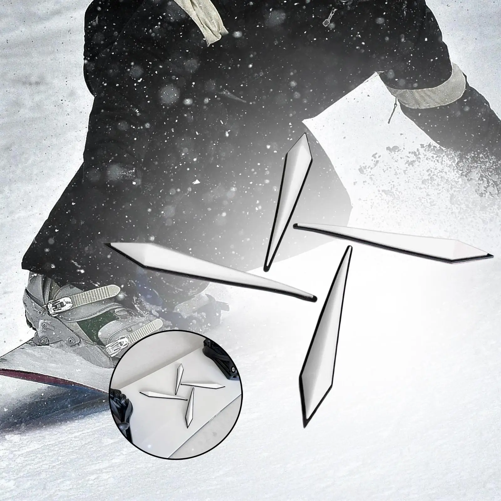 4 Pcs Snowboard Stomp Pads, Snowboard Grip Pad, Anti Skid Ski Decal Snowboard Step Pad Snowboard Traction Stomp Pad 4