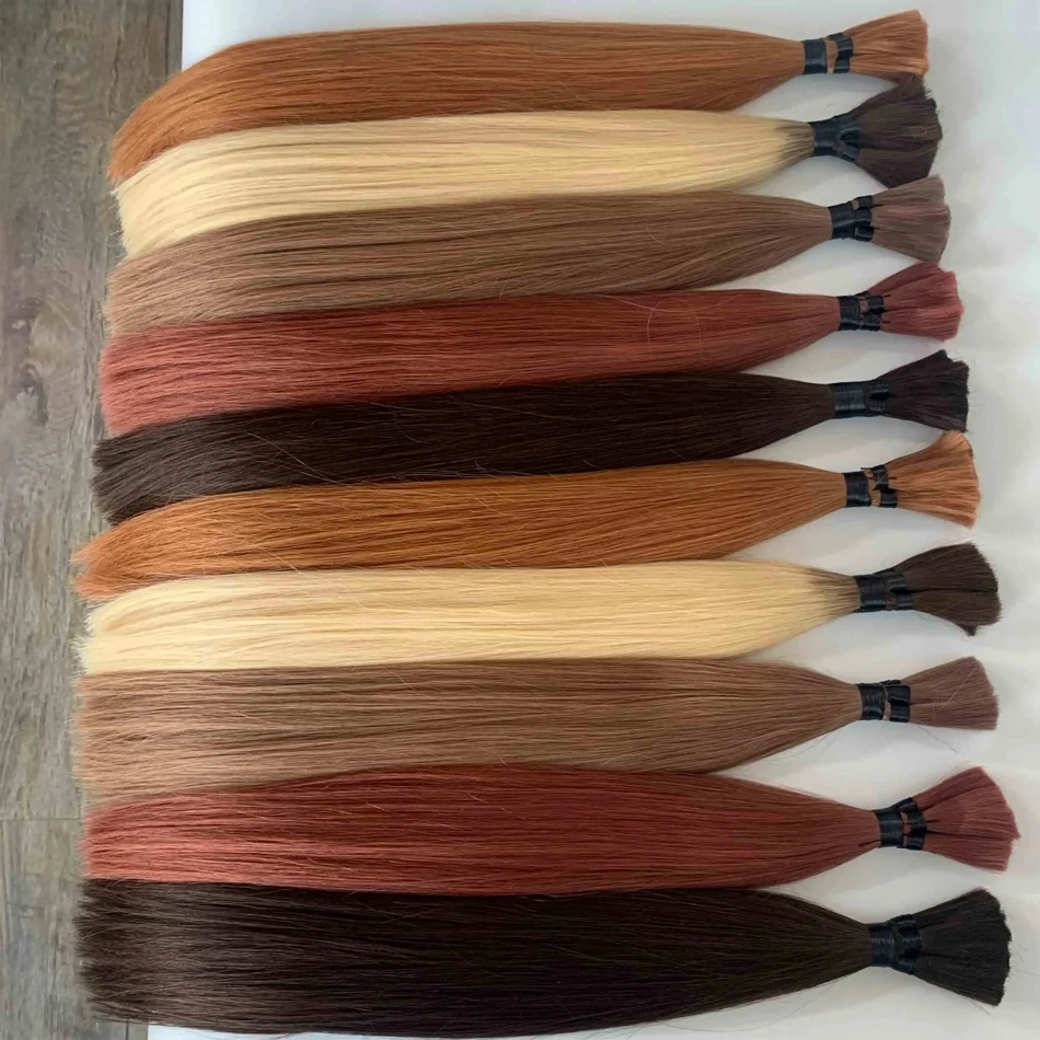 Russian Striaght Human Hair No Weft Virgin Bundles Highlight Original Bulk Extensions Natural Unprocessed 613 Blonde Braidi human hair extensions