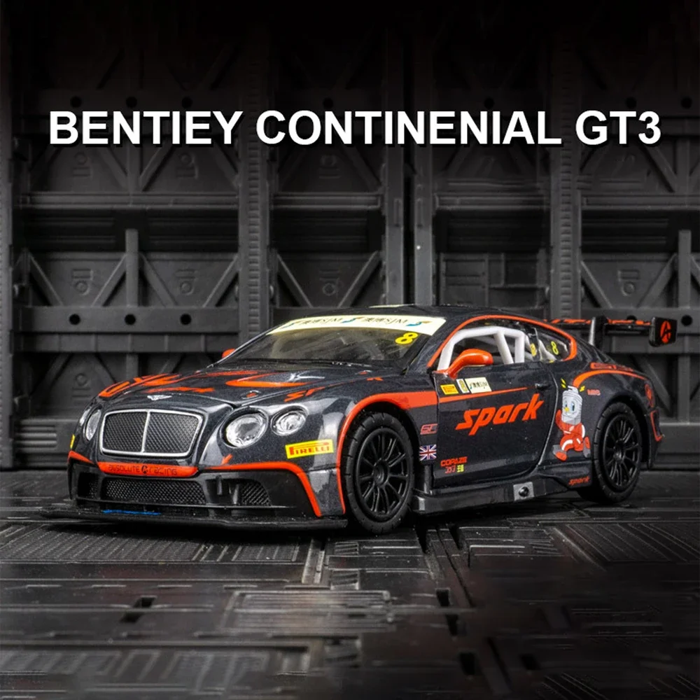 Bentley GT3 SJM Black Painted Alloy Car Model Acrylic Boxed Imitation Racing Ornament Collection Children's Birthday Gift bentley gt3 sjm painted alloy car model acrylic boxed imitation racing ornament collection children s birthday gift
