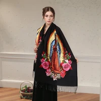 Customized Printed Virgin Mary Of Guadalupe Scarf Men Women Winter Fall Warm Scarves Mexico Catholic Saint Shawl Tassels Wrap