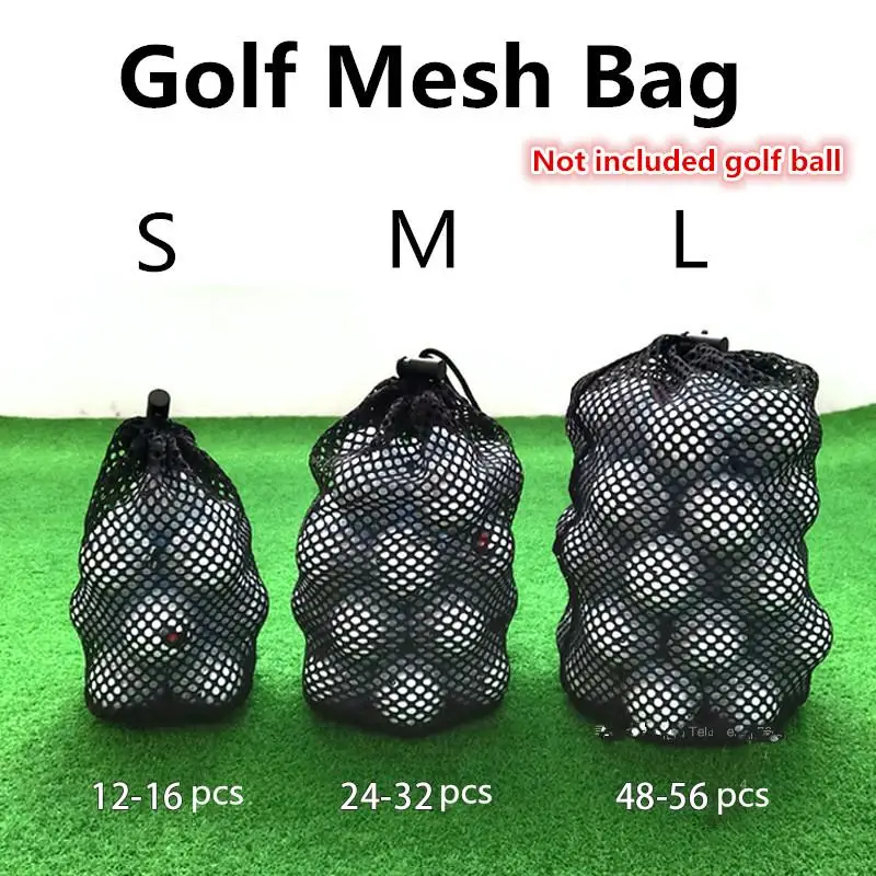 

YOUZI Sports Mesh Net Bag Black Nylon golf bags Golf Tennis 16/32/56 Ball Carrying Drawstring Pouch Storage bag