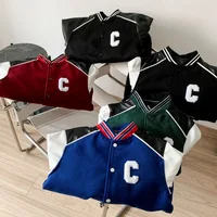 Teddy Leather Stitching C-word Wool Baseball Uniform Ce Home Letters Men's And Women's High-end Fashion Jacket 1