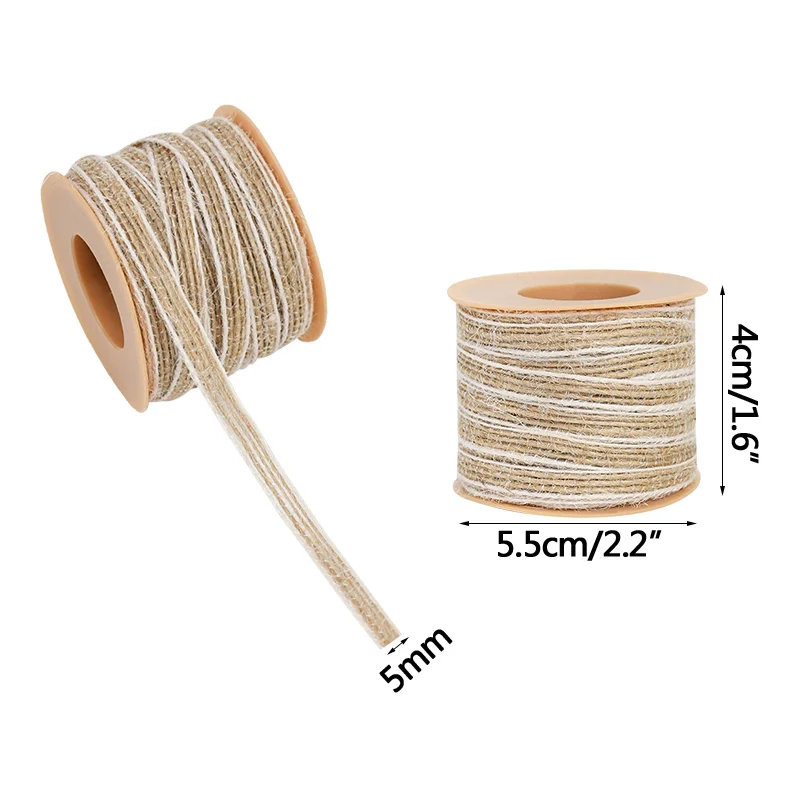 Description Picture 6 of item10M/Roll Jute Burlap Rolls Hessian Ribbon With Lace Vintage Rustic Wedding Decoration Party DIY Crafts Christmas Gift Packaging