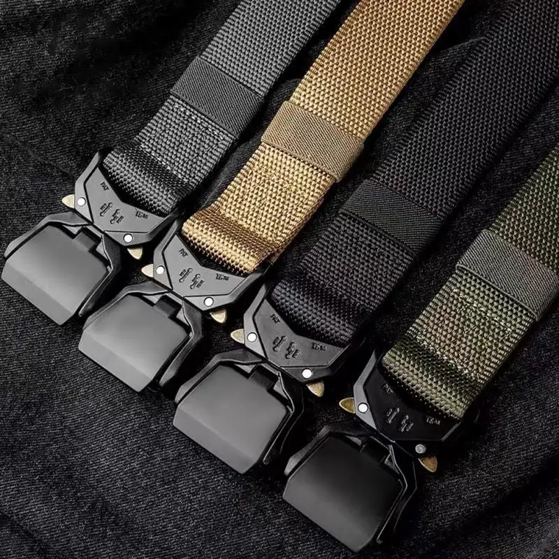 New Tactical Belt Double Quick Release Aluminum Alloy Buckle Military Nylon Belt Men's Outdoor Training Hunting Hiking Belts