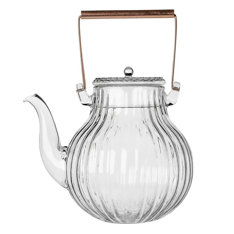 

890ML Creative Glass Teapot Tiliang Pot Chrysanthemum Petals Copper Handle Heat-resistant Glass Tea Set Glass Pot Flower TeaCup