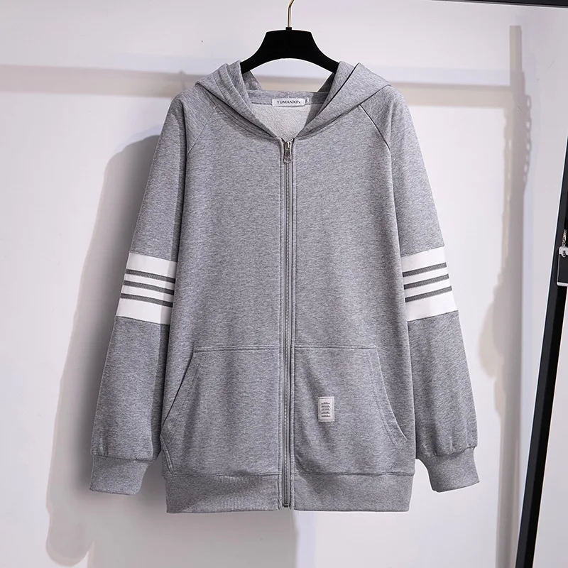 

100-175kg Extra Large Women Witner Wear Ovresized Hooded Sweaters Fashion Cardigans Coat Bust 150/170cm Zippered Sweatshirt