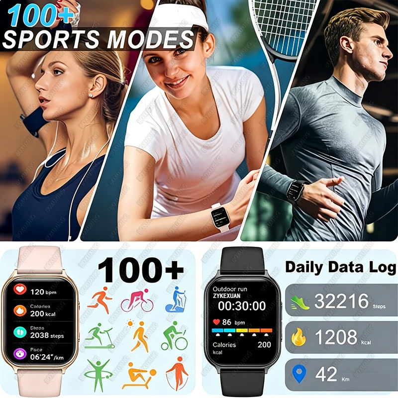 2026 New 700mAh Smart Watch Men Women 24-hour Health Monitor 100+Sports Fitness Waterproof Watches Bluetooth Call Smartwatch Man 4