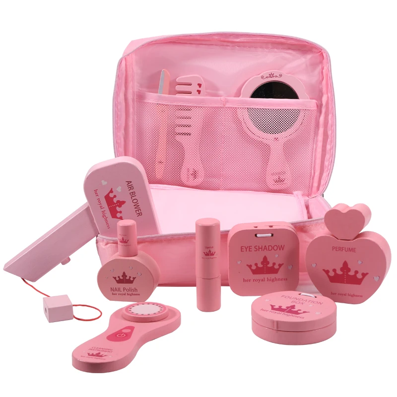 Wooden Makeup Toys Pretend Play Simulation Makeup Bag Girls Make Up Dressing Table Cosmetics Toys Birthday Gifts For Children