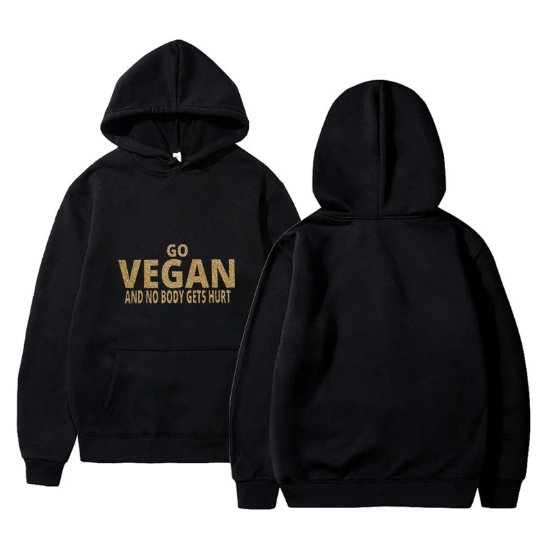 

Go Vegan Nobody Gets Hurt Vegetarian Animal Friendly Veggie Valentines Hoodie Men Chester United Slim Fit Kosong Borong