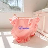 Ruffle Blanket Customize Name Personalized Embroider Baby Blanket Cotton Baby Comforter Cotton Infant Blanket Swaddle Bath Towel 2
