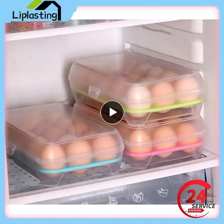 

Refrigerator Egg Preservation Box Portable 15 Grid Egg Box Bracket Out Picnic Egg Protection Box Storage Box Kitchen Supplies