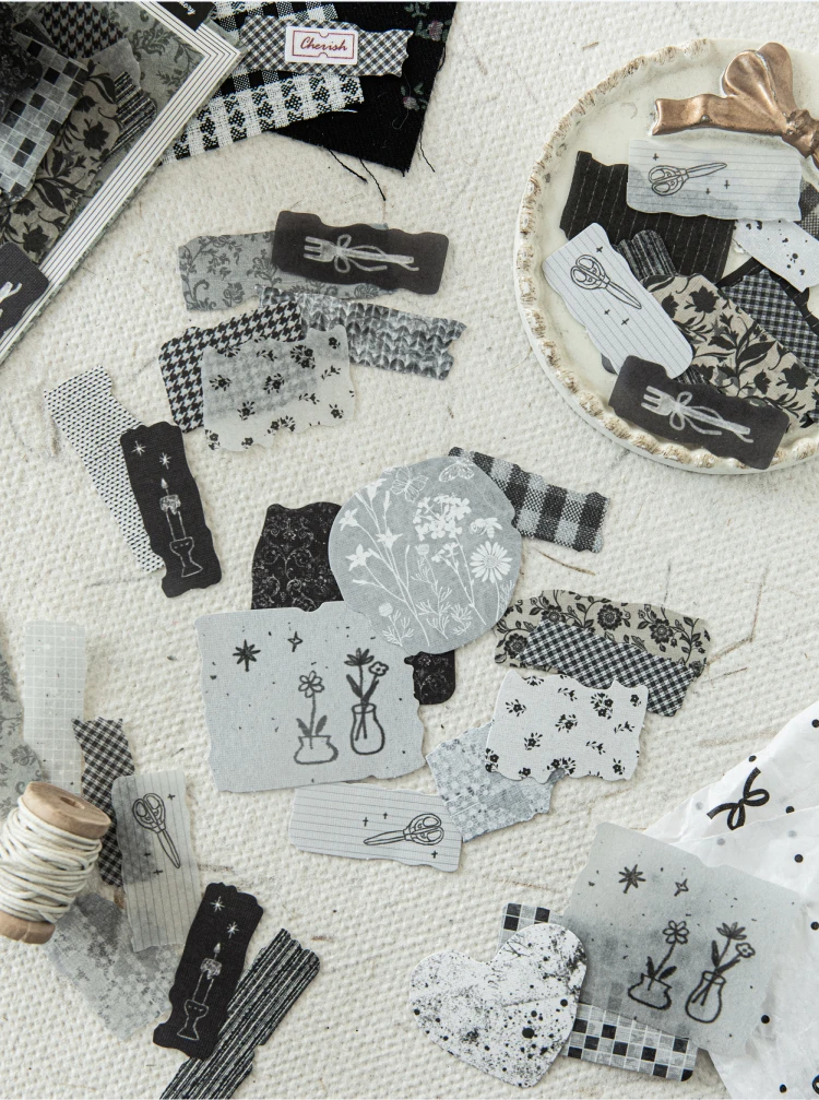 Journal GO 50 Stück fragmentierte Stoffkunst-Aufkleber für Tagebuch, Scrapbooking, Aufkleber, Festival, Geburtstag, Party, Geschenk, Dekorationsmaterial – Detail 14
