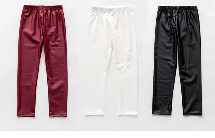 Frühling/Herbst Neue Kinder Mädchen Casual Solide Wilde Leggings Hosen Faux Pu Leder Mode Dünne Hosen Für 3-12Y kinder Kleidung – Detail 2