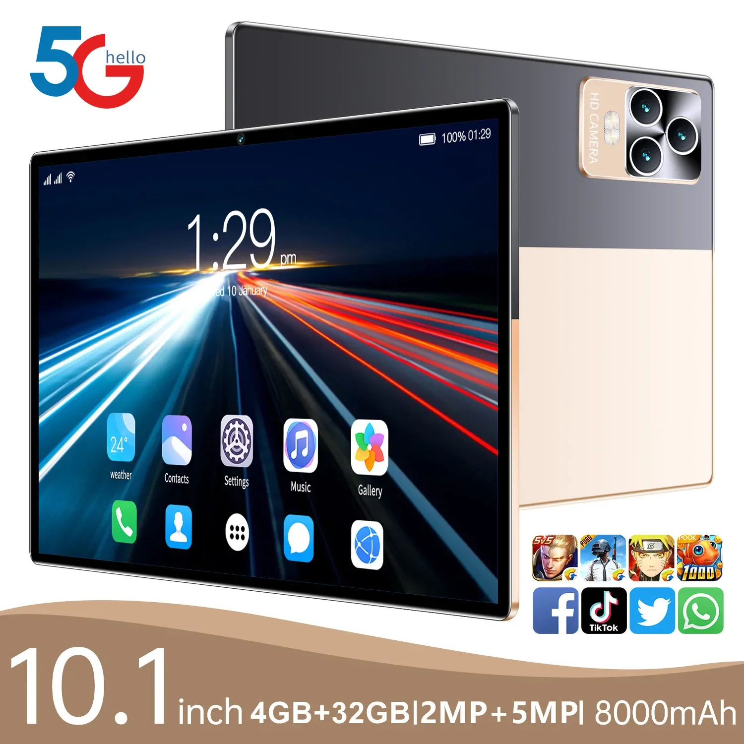 Планшет Gobal Version P70, 10 дюймов, Android 12, Bluetooth, 4 + 32 ГБ