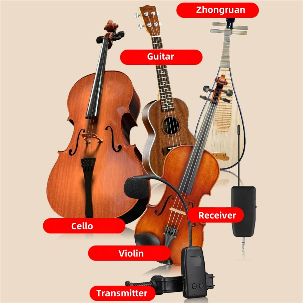Wireless 2 4G Mic Solution for Violin Viola Cello Players Robust Connection with Simultaneous Charging Capability