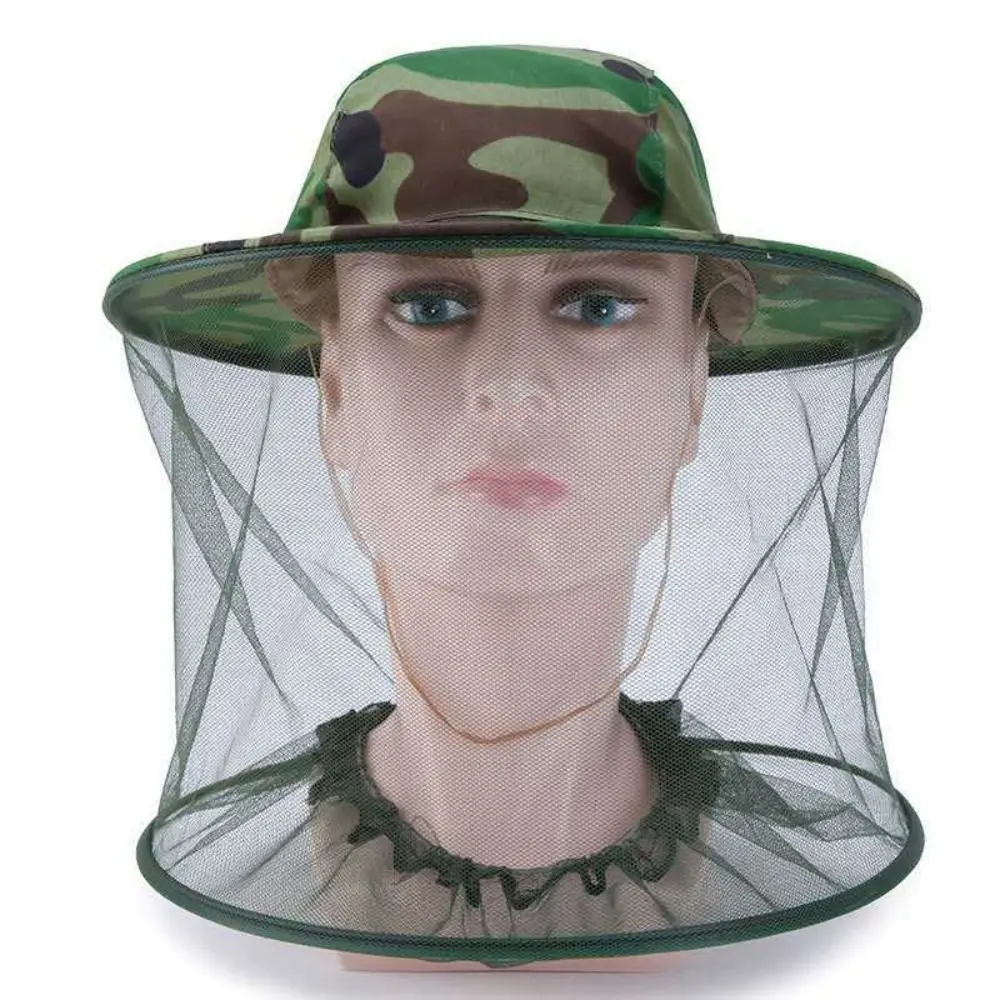 Hat Outdoor Equipment Camouflage Hat-Veil Anti Mosquito Insect Mesh Outdoor Fishing Sun Cap Mosquito Net Anti Bee