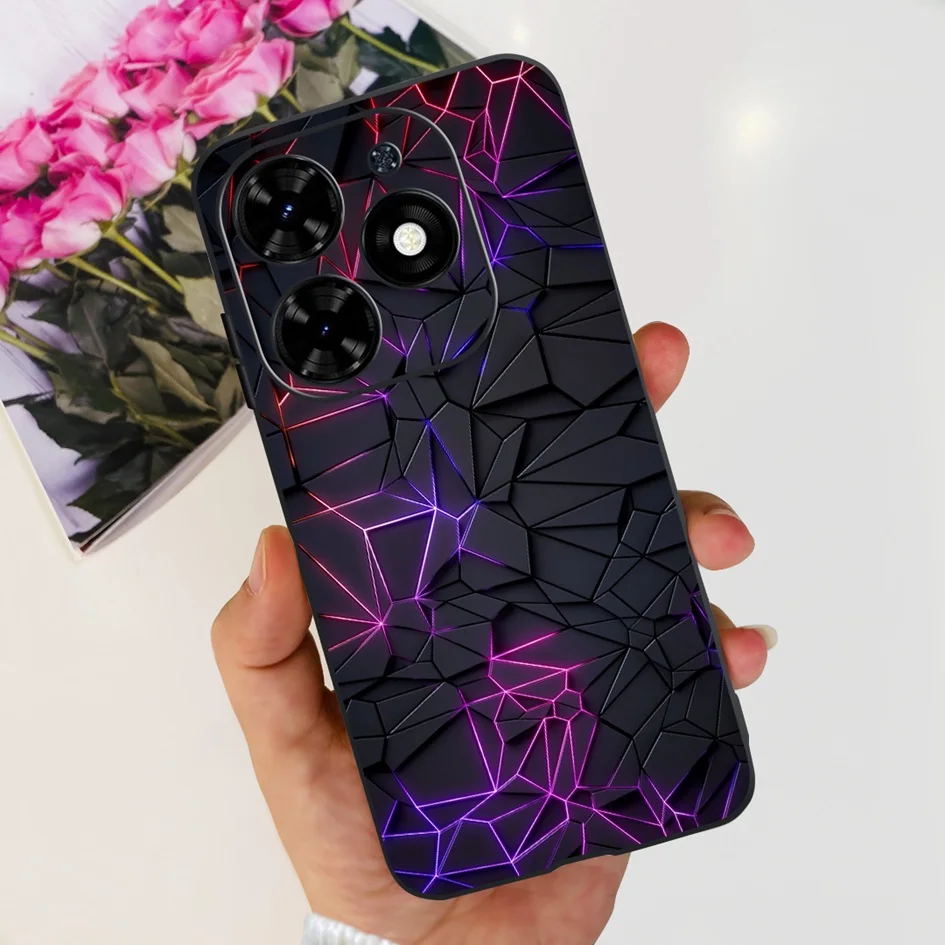 Fashion Flower Shockproof Silicone Slim Soft Black Phone Case
