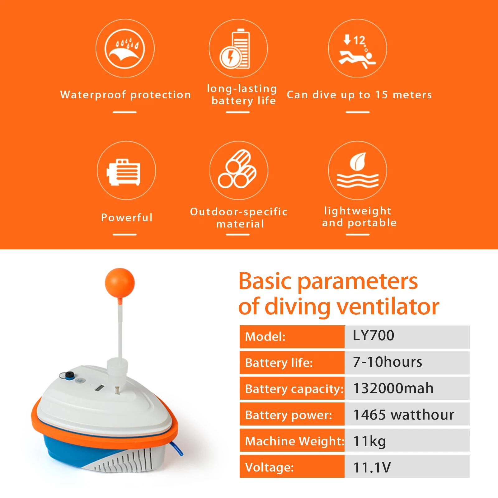 TUXING 7 Hours Scuba Diving Ventilator Support Deepest 15M Snorkel Equipment Dev