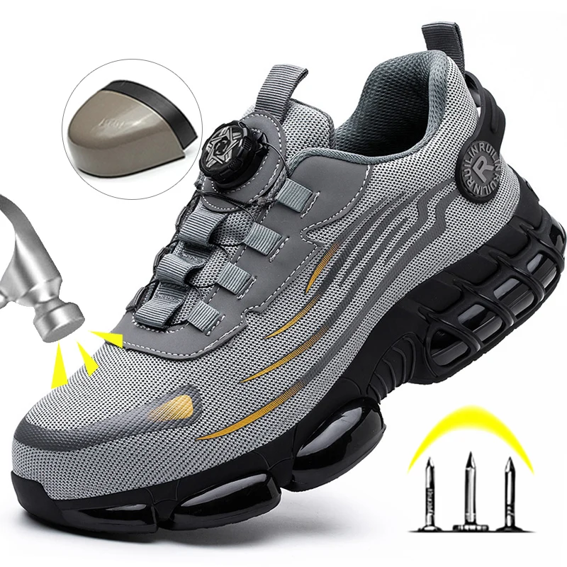 Men' Safety Shoes Protection And Elastic Boots Fashionable Breathable Odor Work