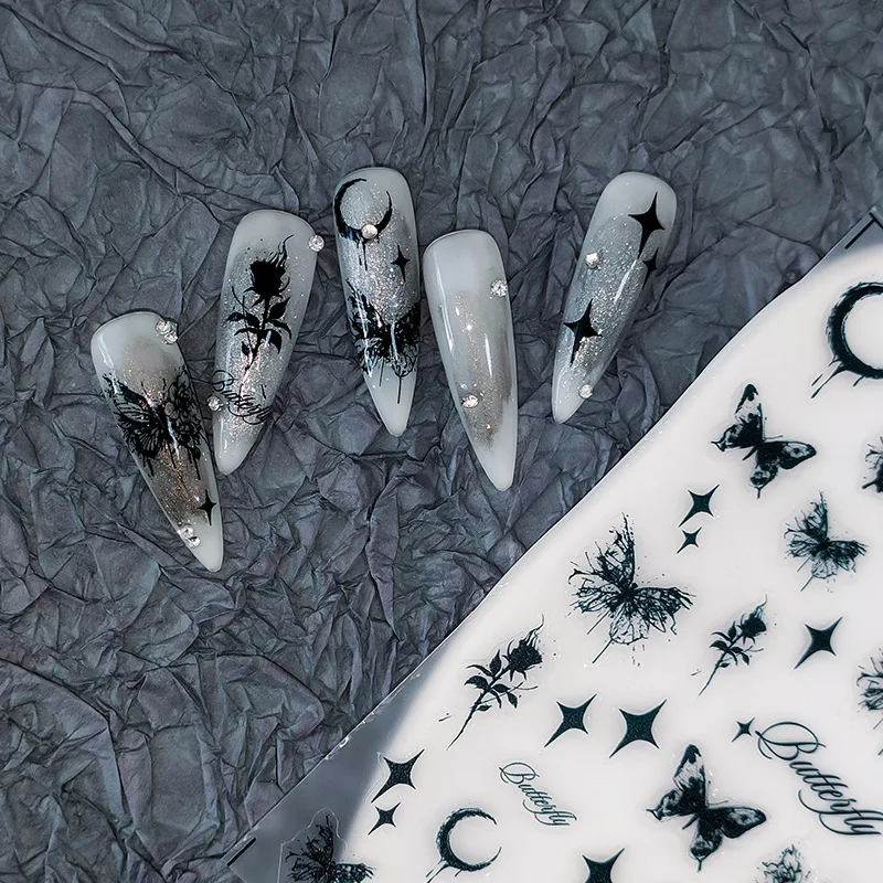 

[Meow.Sensei] Three-Dimensional Nail Sticker Relief Adhesive Nail Sticker Nail Jewelry TS-2017 Dark Butterfly