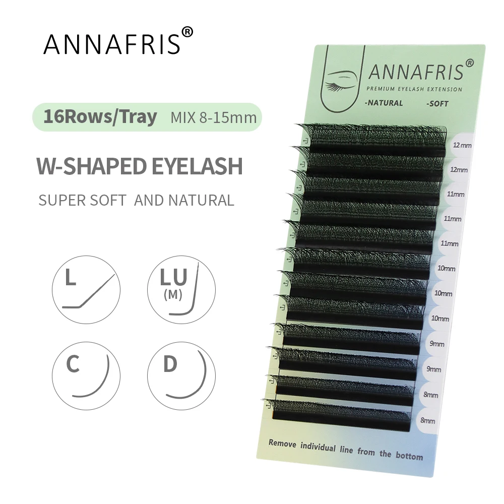 ANNAFRIS L/LU/M 3D W Shape Lashes Extension Natural Soft  Automatic Flowering W Premade Volume Easy Fan L Eyelash w shape lashes extension 3d premade volume fan eyelash makeup supplies w style individual lash 12 rows easy fan eyelash mix 8 14