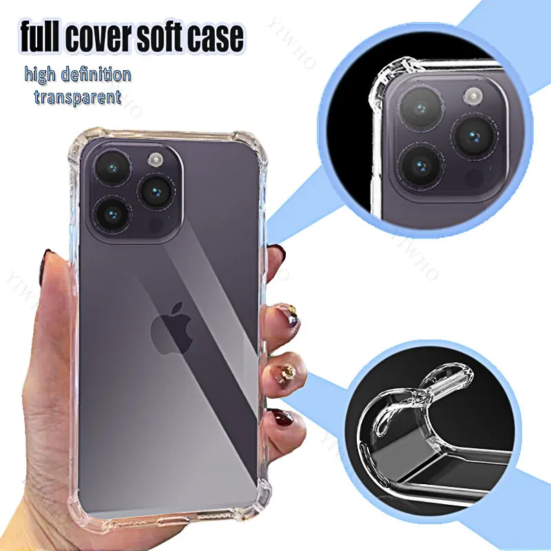 Custodia Morbida Per Telefono Trasparente Per Iphone 14 Pro Max Tpu Trasparente Per Apple Iphone 14 Promax 6.7 "A2894 Cover Antiurto Antigraffio