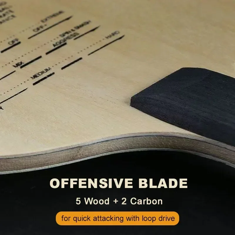 SANWEI T5000 Table Tennis Blade 5 Wood 2 Carbon Intermediate Ping Pong Blade Professional Offensive Fast Attack Ping Pong Bat