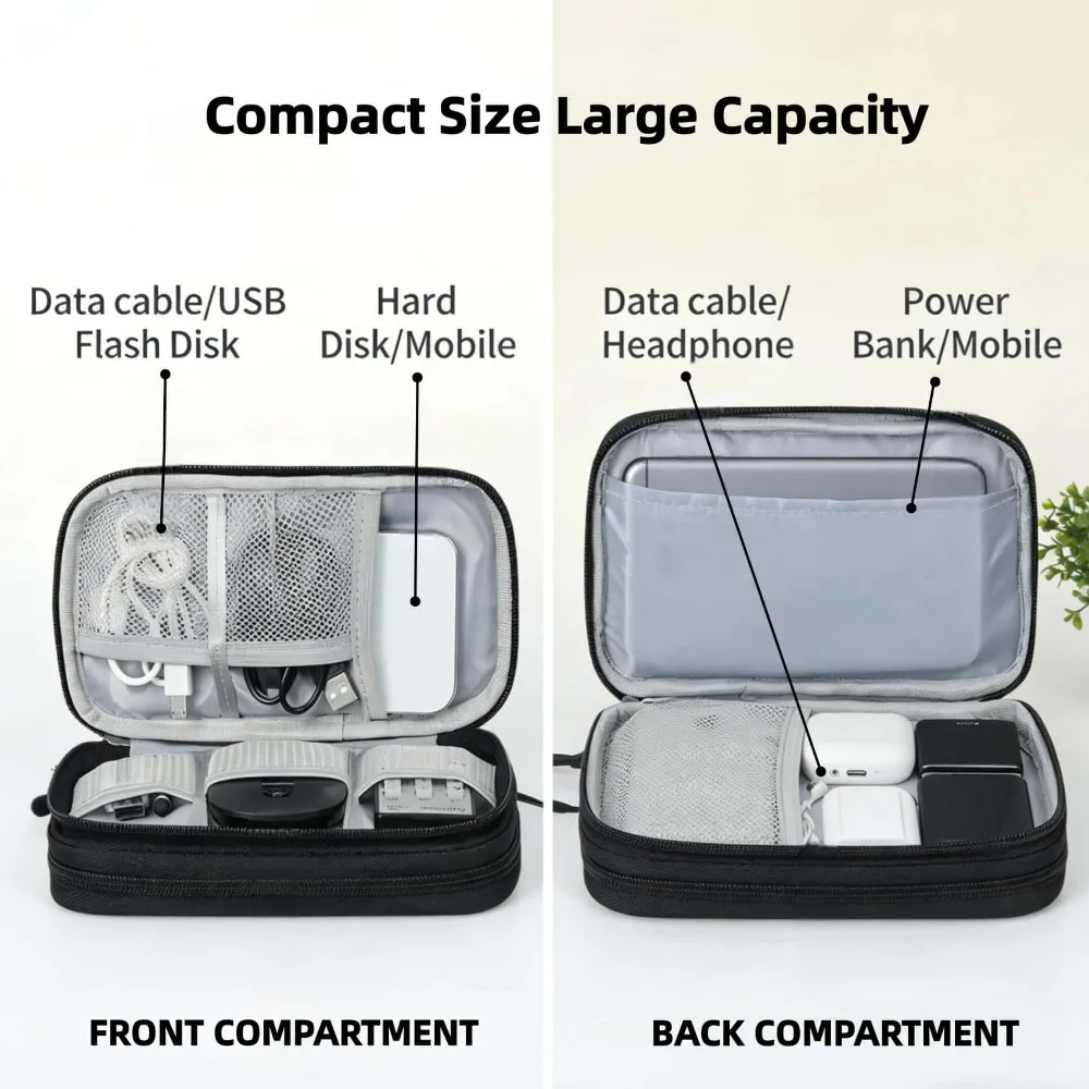 Electronics Organizer Case Portable Waterproof Shockproof Travel Pouch for Hard Drive Charger Power Bank Cables USB Accessories - 3