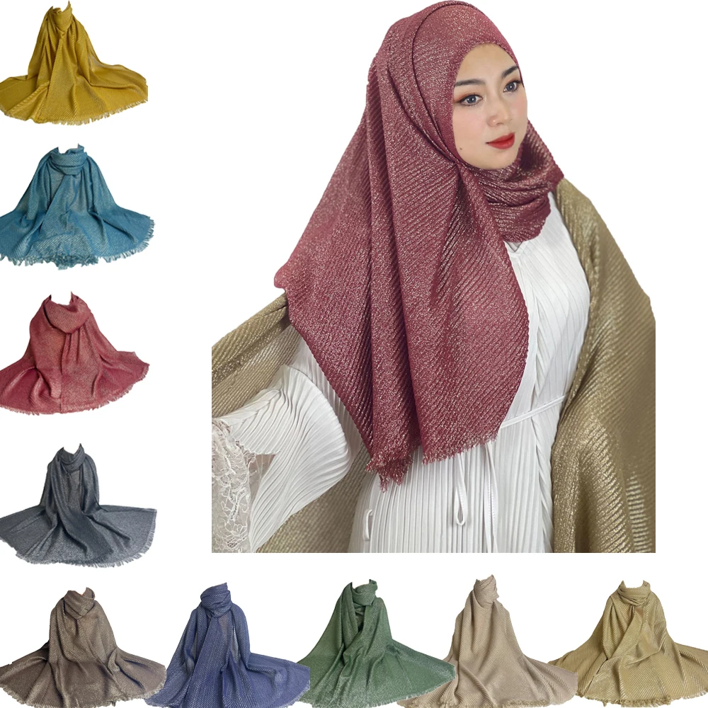 

Shimmer Glitter Shawl Muslim Hijab Scarf Women Winkle Headscarf Wrap Headband Islamic Stole Turban Bandana Hijab Bufanda Foulard