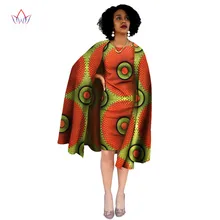 

Autumn Fashion Design Cloak Dress Women's High Quality O-neck African Women Printed Robe Elegant Cape Outfits Regular WY818