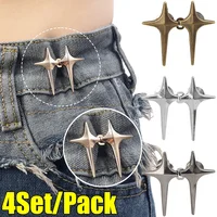 1/4Set Adjustable Waist Buckle Cross Star Shape Jean Buttons Pins Detachable Metal Buttons Waist Tightener Clothing Accessories 1