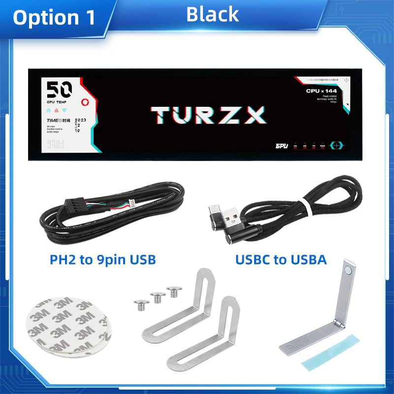 TURZX 8.8インチ USB接続 スマートスクリーン　小型モニター　ホワイト TURZX 8.8インチ USB接続 スマートスクリーン 小型モニター