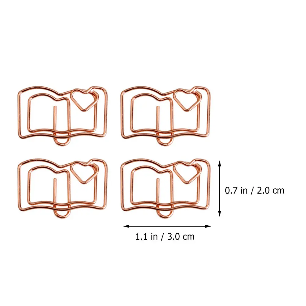20Pcs 책 모양 종이 클립 노트 용 스테인레스 스틸 메모 클립 북마크 사무용 문구 메모 클램프 사무용품,