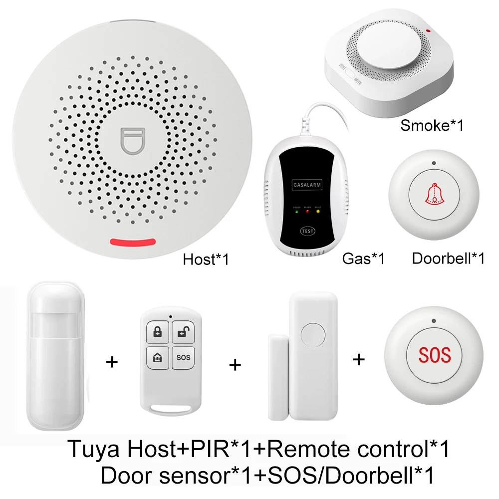 Tuya Smart Home Security Alarm System Hub Kit ,Host with sound function, support Google and Alexa，Smar Life App 