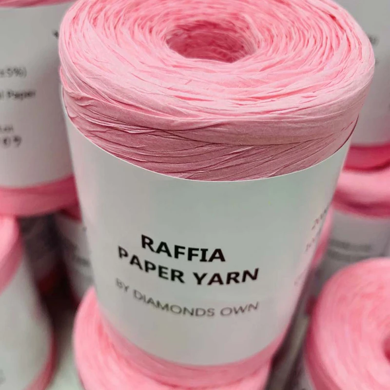 Description Picture 6 of item240M Bag Knitting Yarn Paper Rope Braided Cord 100% RAFFIA Natural Fiber Paper Summer Hand Knitting Crochet Hat DIY Material