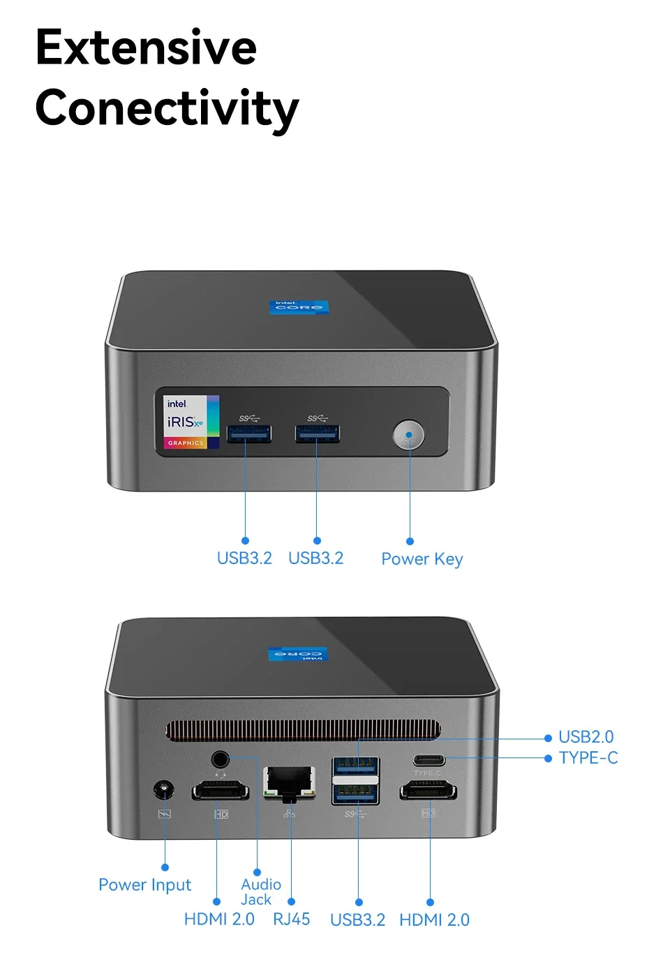 MINI PC 12th i5 12450H i7 1270P 13620H i9 12900HK i225 i226 Bluetooth5.2 4K UHD wifi6 M.2 NVME SSD PICE4.0 Industrial computer 2