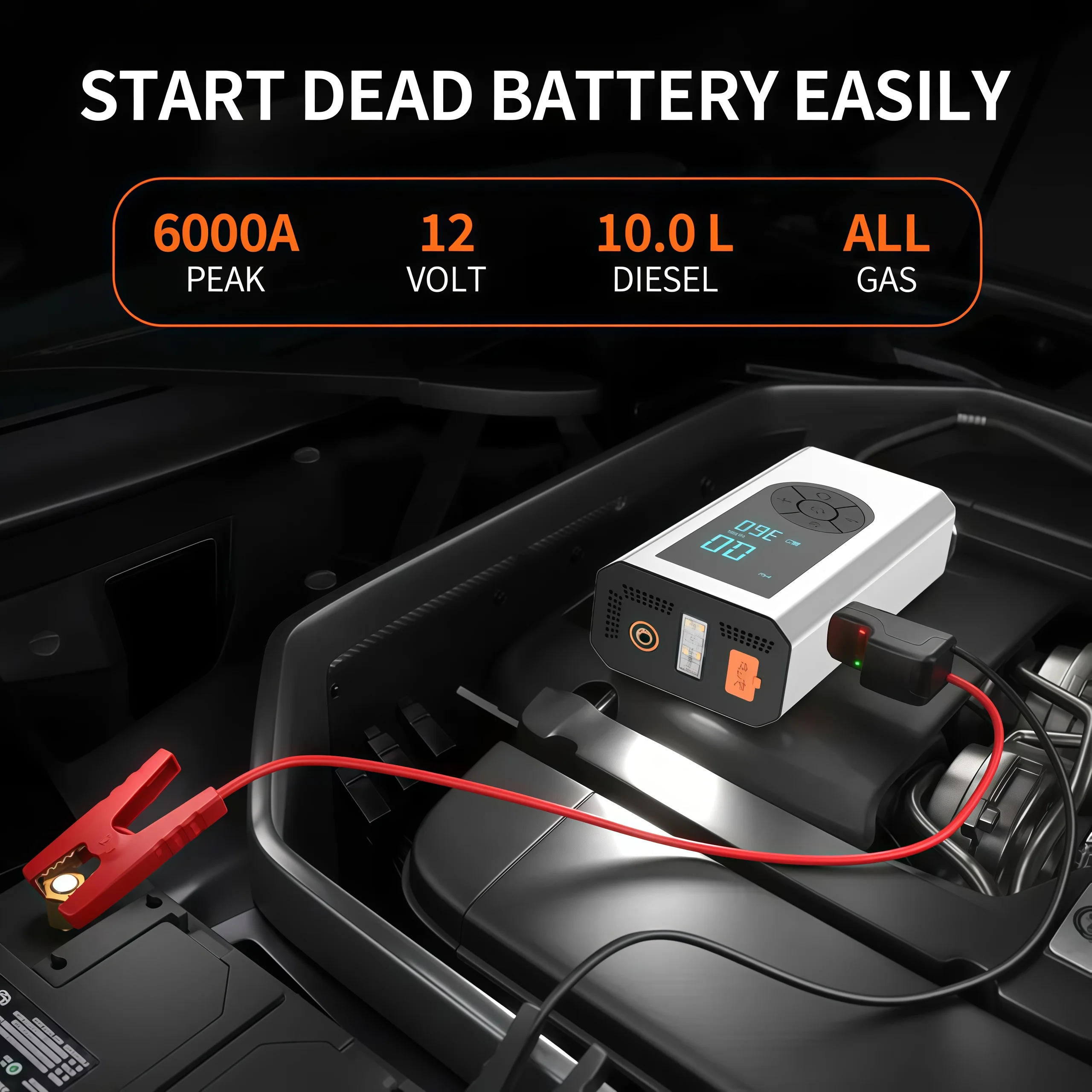 JKUOO 5-in-1 Portable Car Jump Starter with 150PSI Air Compressor Power Bank Booster Automotive Tire Inflator Car Starting Device car jump starter jump starter