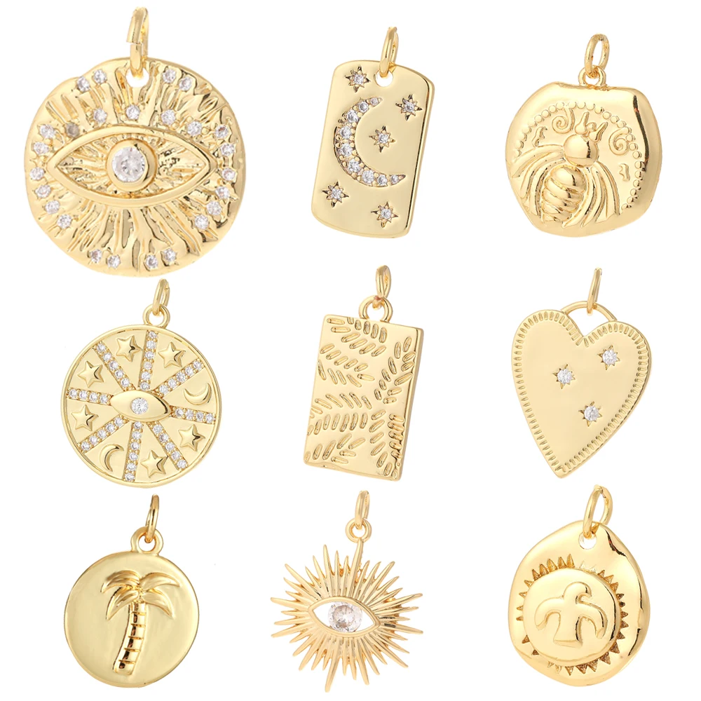 Charm Charms für Schmuckherstellung Zubehör Gold Farbe Staub Mond Stern Baum Auge Diy Ohrring Halskette Metall Kupfer Zirkon Zubehör