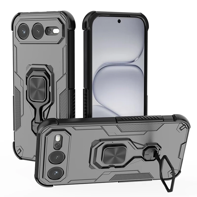 Magnetic Armor Shockproof Phone Case with Metal Ring Stand Holder