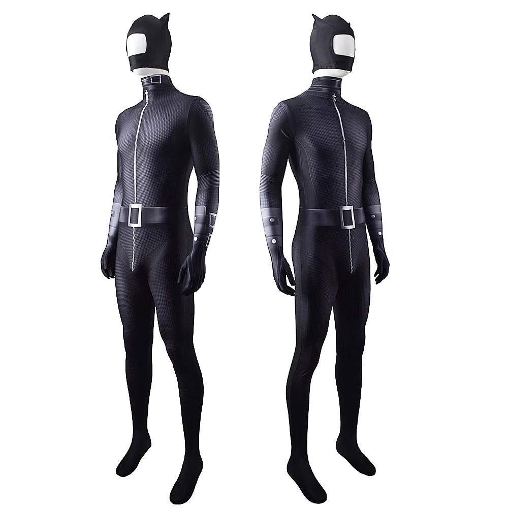 Bat and Cat-Themed Spandex Bodysuit Cosplay Costume for Adults and Kids