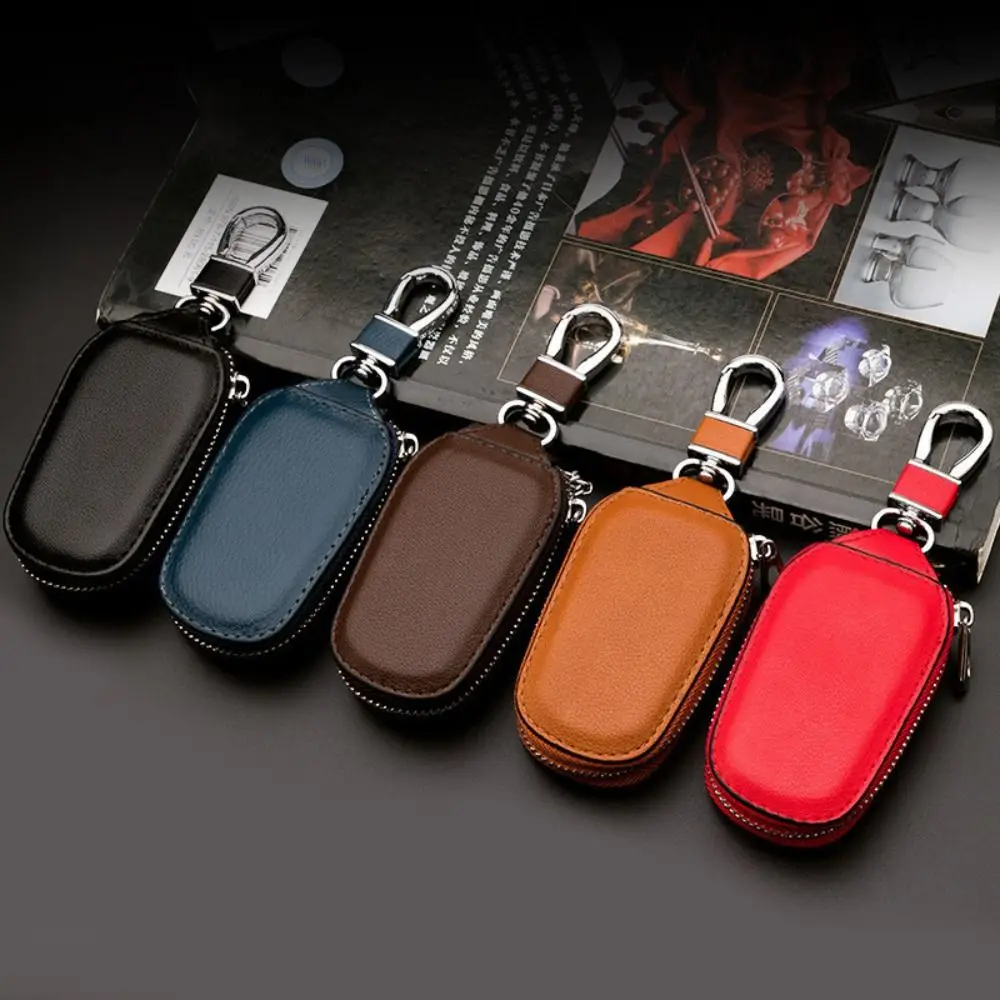 Leather Key Holder and Organizer Zipper Pouch